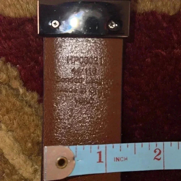 Perry Ellis Men’s Black Brown Reversible Leather Belt Gun Metal Square Buckle - Picture 13 of 16